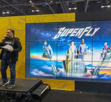 SuperFly attraction reveal from Triotech at IAAPA Expo 2023